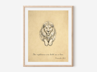The righteous are bold as a lion (Proverbs 28:1) Digital download printable art